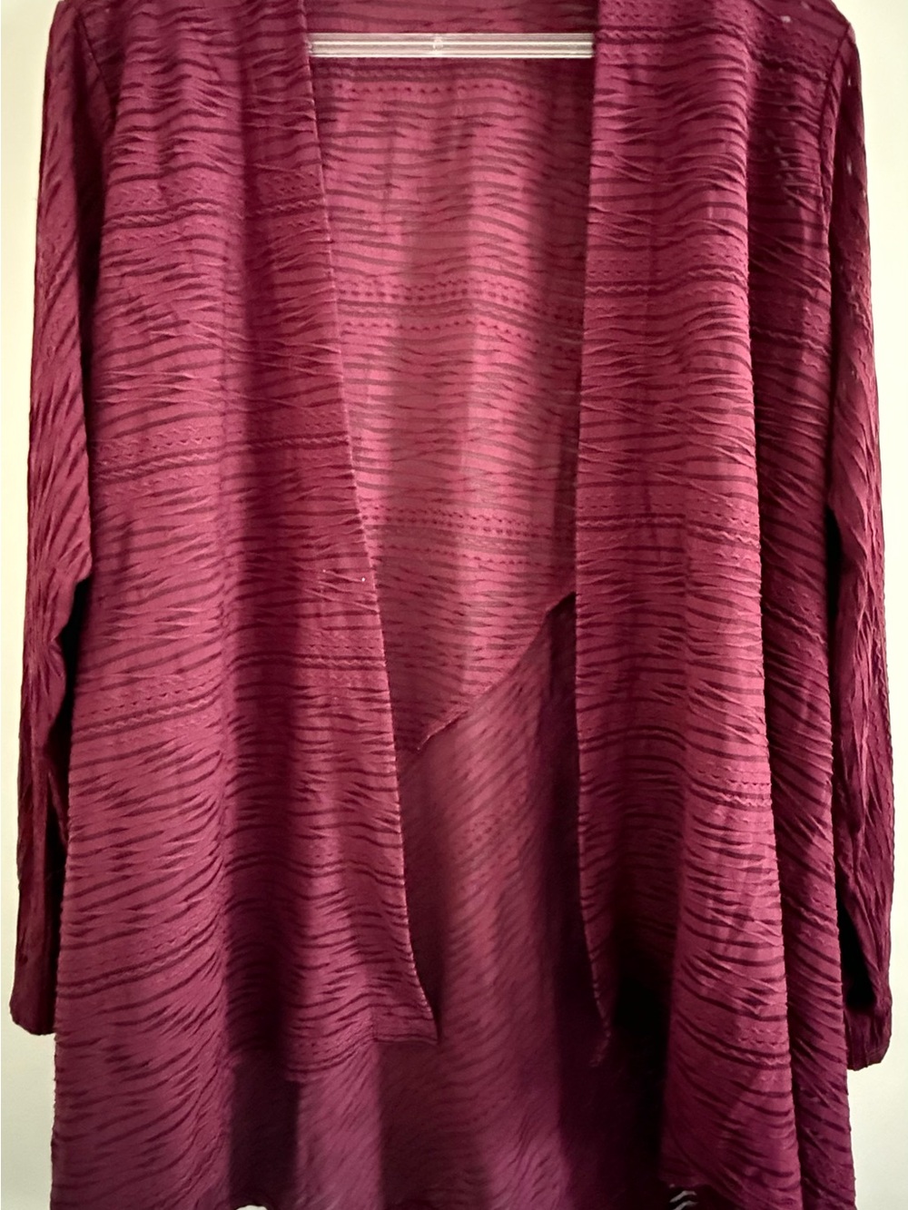 Women's Open Front Textured Cardigan - Berry. No tags